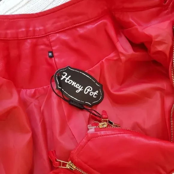 SX Honey Pot Faux Leather Studded Jacket sz Med - Picture 12 of 13